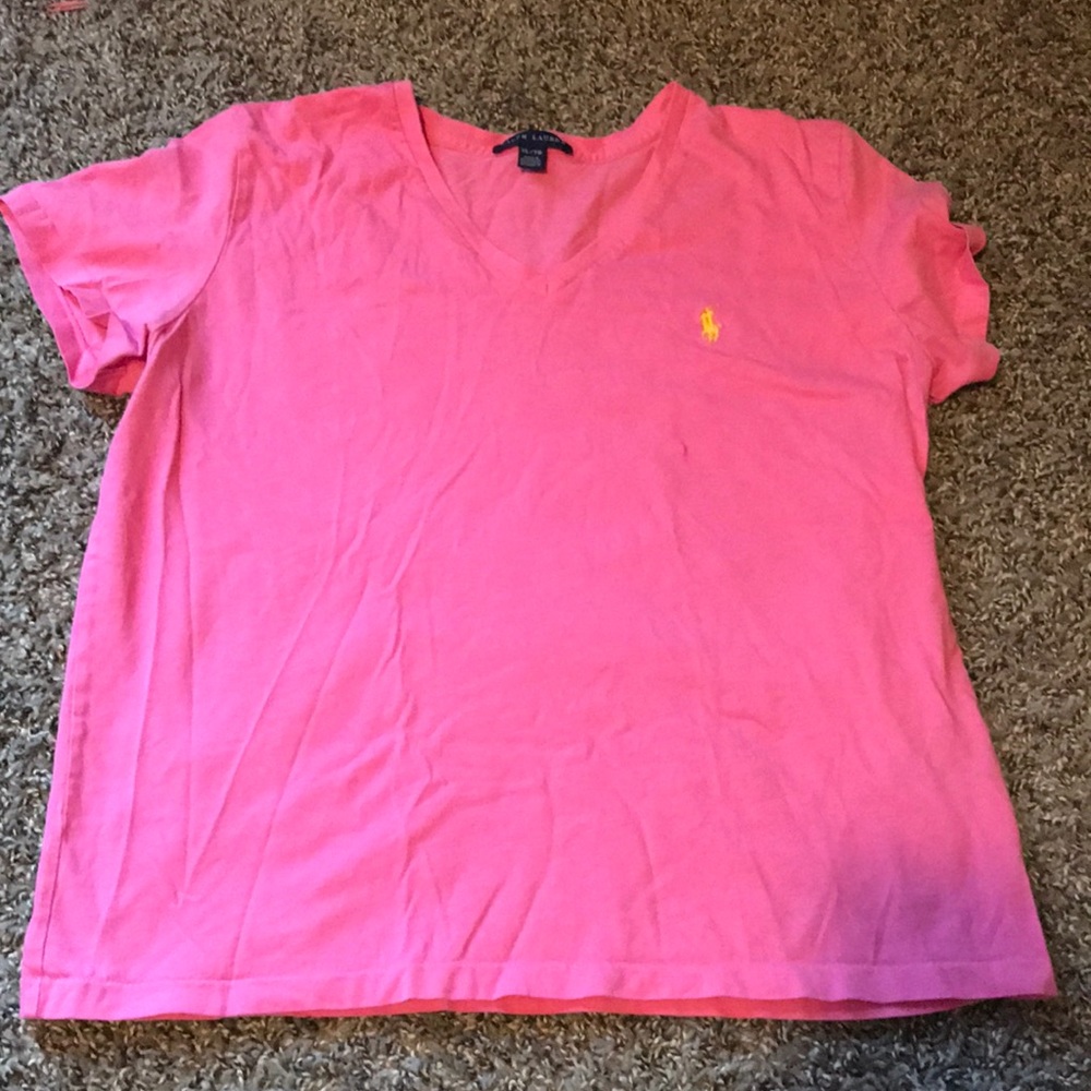 pink vneck polo